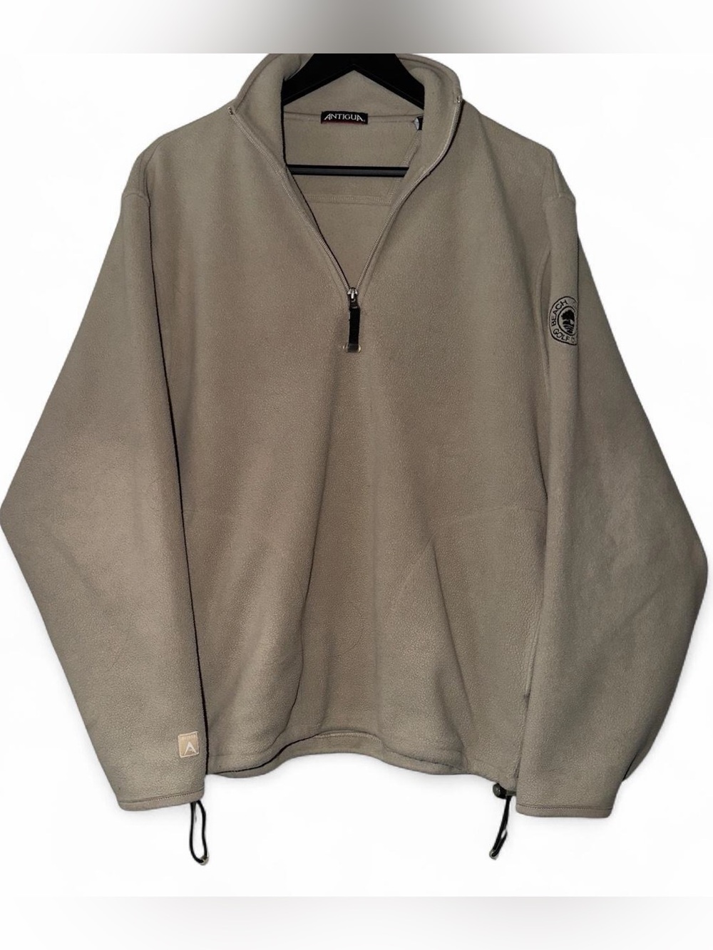 Antigua Beach Grove Polo Club Quarter Zip Fleece Jacket Beige small relaxed
